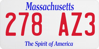 MA license plate 278AZ3