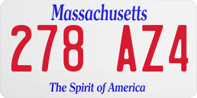 MA license plate 278AZ4