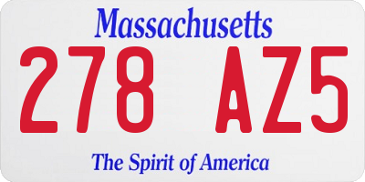 MA license plate 278AZ5