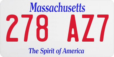 MA license plate 278AZ7