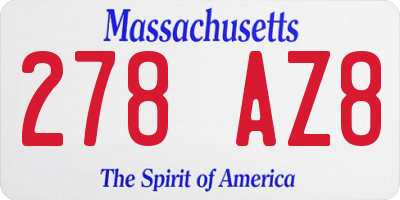 MA license plate 278AZ8