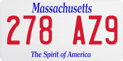 MA license plate 278AZ9