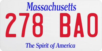 MA license plate 278BA0