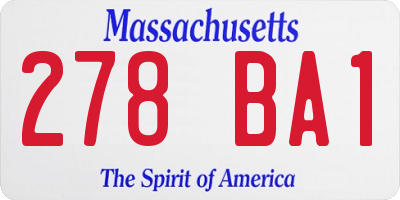 MA license plate 278BA1