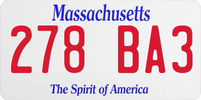 MA license plate 278BA3