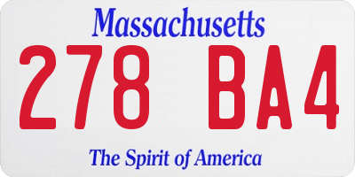 MA license plate 278BA4