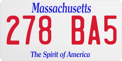 MA license plate 278BA5