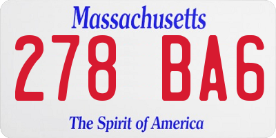MA license plate 278BA6