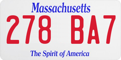 MA license plate 278BA7