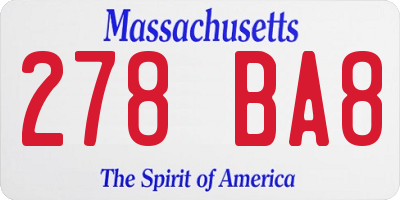 MA license plate 278BA8