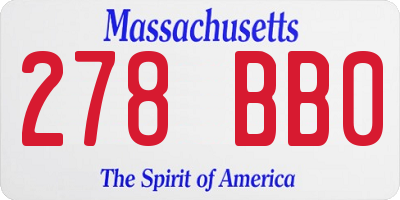 MA license plate 278BB0