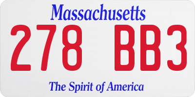 MA license plate 278BB3