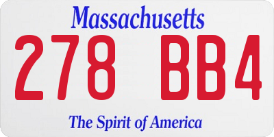 MA license plate 278BB4