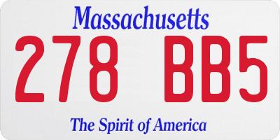 MA license plate 278BB5