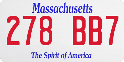 MA license plate 278BB7