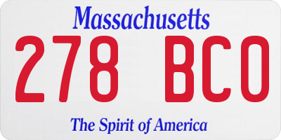 MA license plate 278BC0
