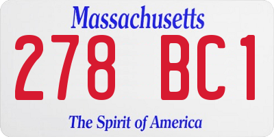 MA license plate 278BC1