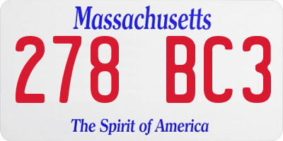 MA license plate 278BC3