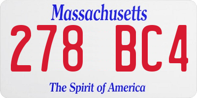 MA license plate 278BC4