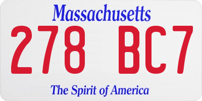 MA license plate 278BC7