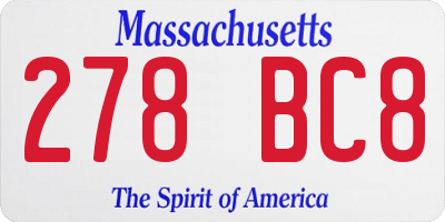MA license plate 278BC8