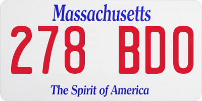 MA license plate 278BD0