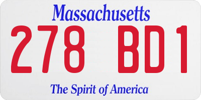 MA license plate 278BD1