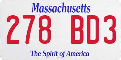 MA license plate 278BD3