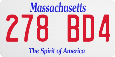 MA license plate 278BD4