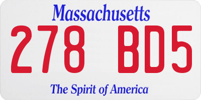 MA license plate 278BD5