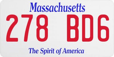MA license plate 278BD6