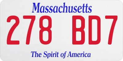 MA license plate 278BD7