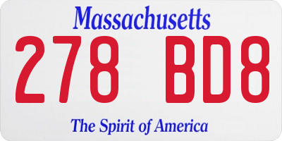 MA license plate 278BD8