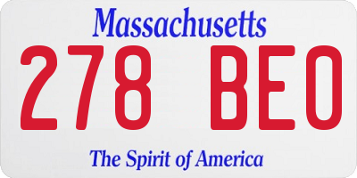 MA license plate 278BE0