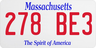 MA license plate 278BE3