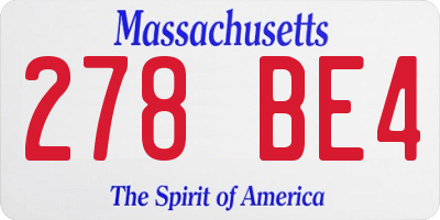 MA license plate 278BE4