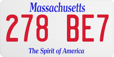 MA license plate 278BE7