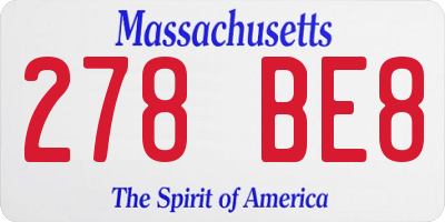 MA license plate 278BE8