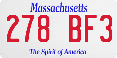 MA license plate 278BF3