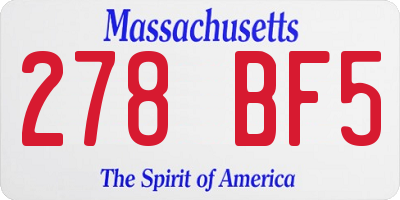 MA license plate 278BF5