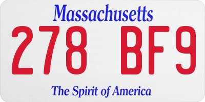 MA license plate 278BF9