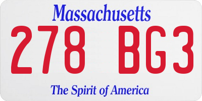 MA license plate 278BG3