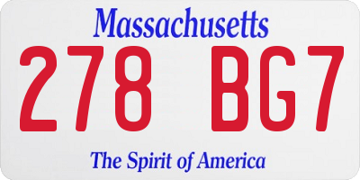 MA license plate 278BG7