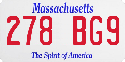 MA license plate 278BG9