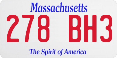MA license plate 278BH3