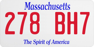 MA license plate 278BH7