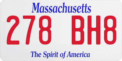 MA license plate 278BH8