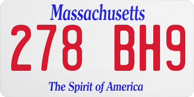 MA license plate 278BH9