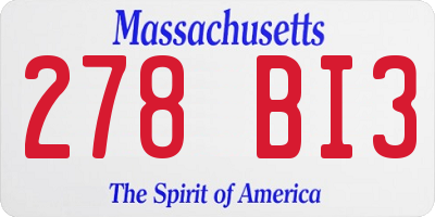 MA license plate 278BI3