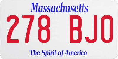 MA license plate 278BJ0